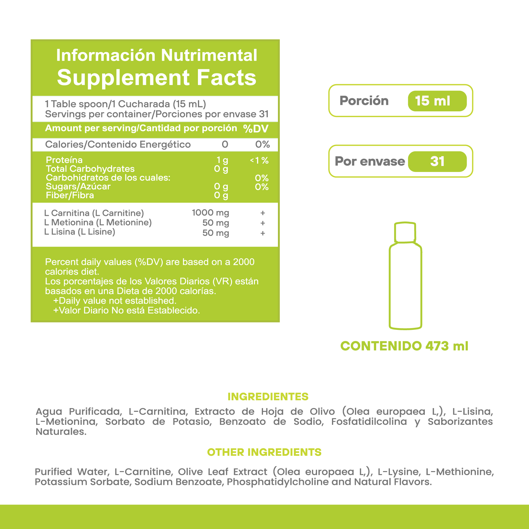 L-Carnitina Fortalecida con Aminoácidos L-Metionina y L-Lisina 473mL - Image 4
