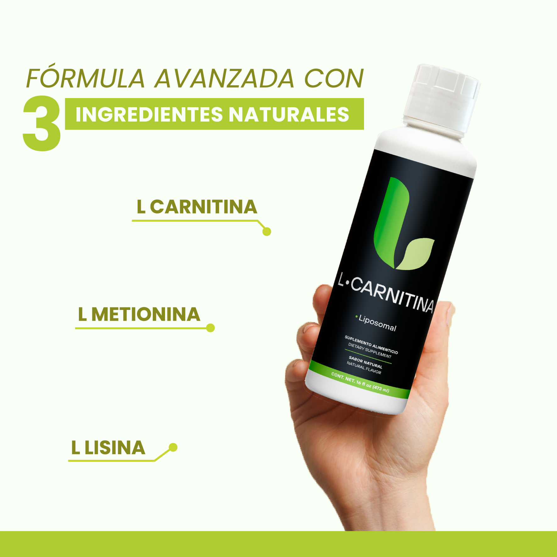 L-Carnitina Fortalecida con Aminoácidos L-Metionina y L-Lisina 473mL - Image 5