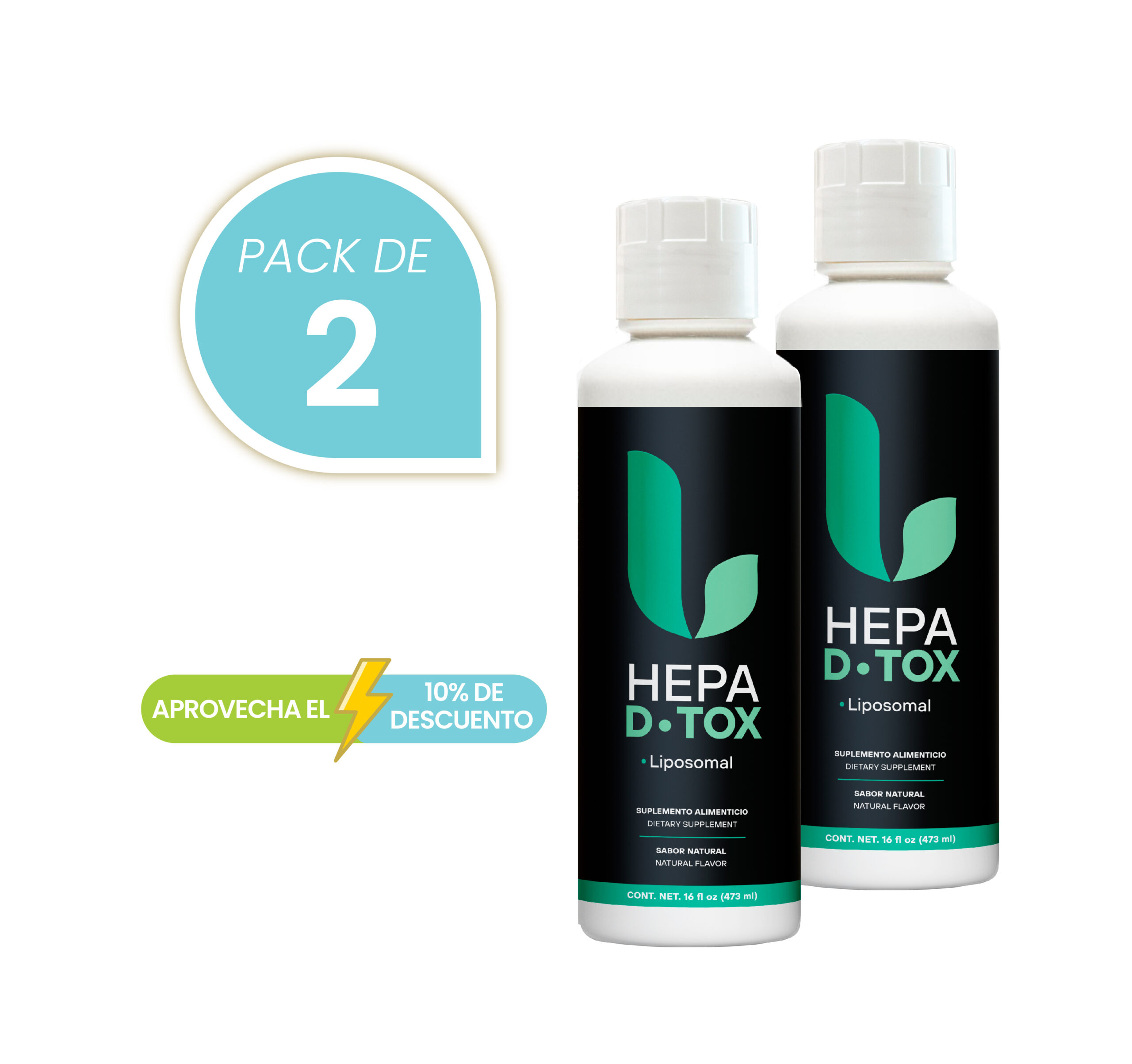 Hepa D-Tox Con Cardo Lechoso + Zarzaparrilla + Extracto de Hoja de Olivo 473mL Pack de 2