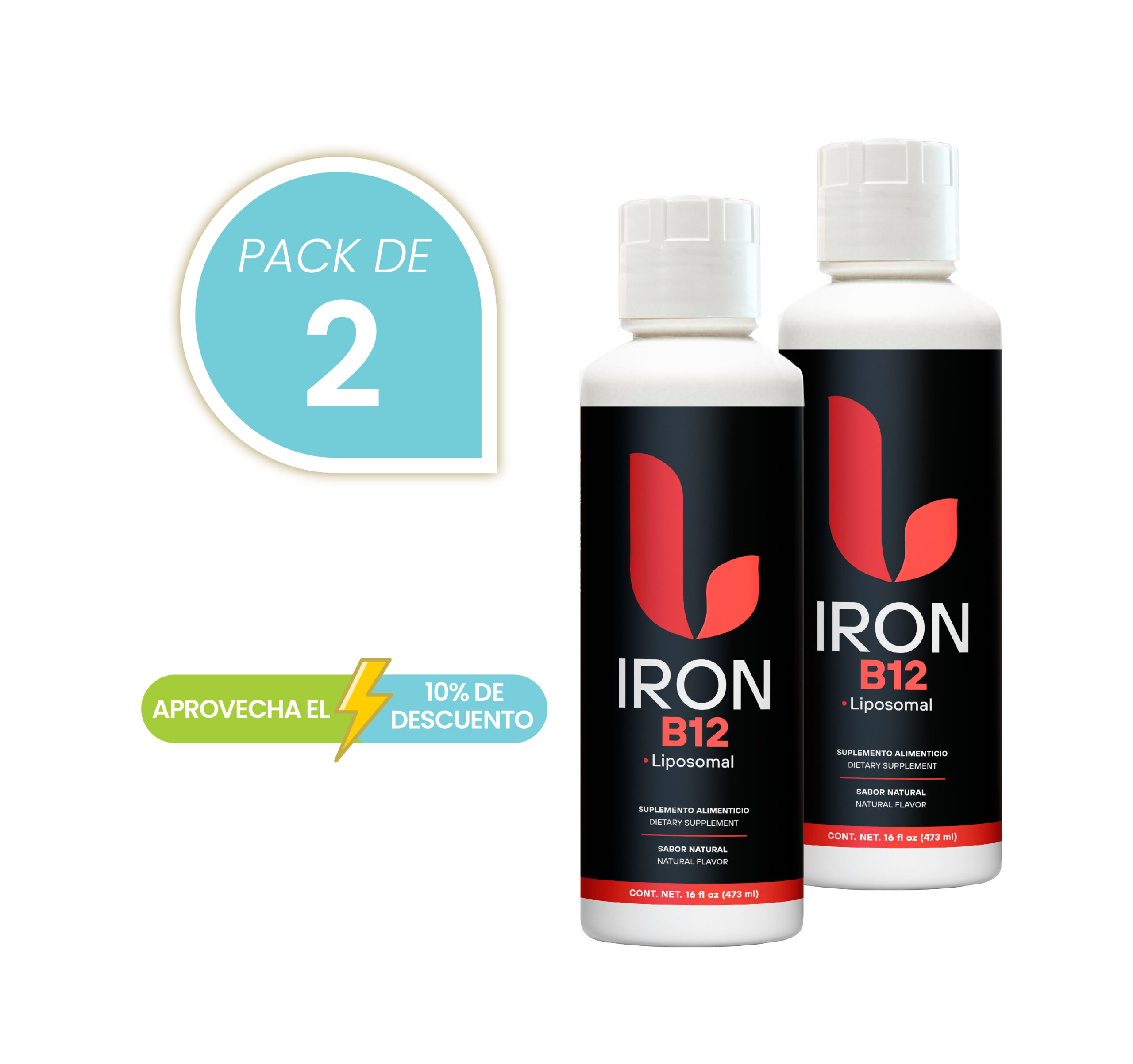 Hierro Fortalecido con B12 y Acido Fólico 473mL Pack de 2