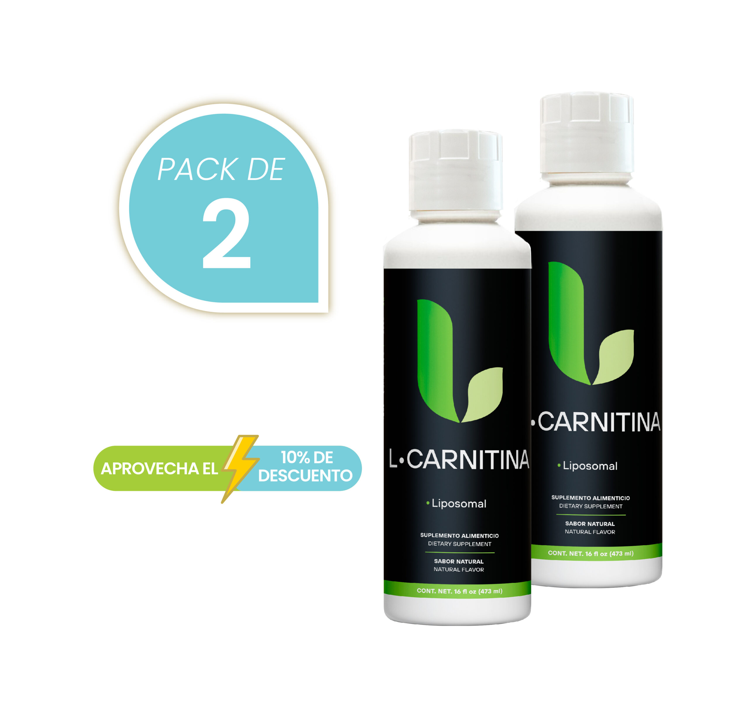 L-Carnitina Fortalecida con Aminoácidos L-Metionina y L-Lisina 473mL Pack de 2